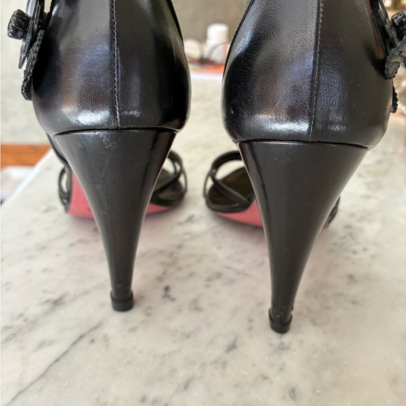 Prada Black Heels with Floral Accents - Picture 8 of 12